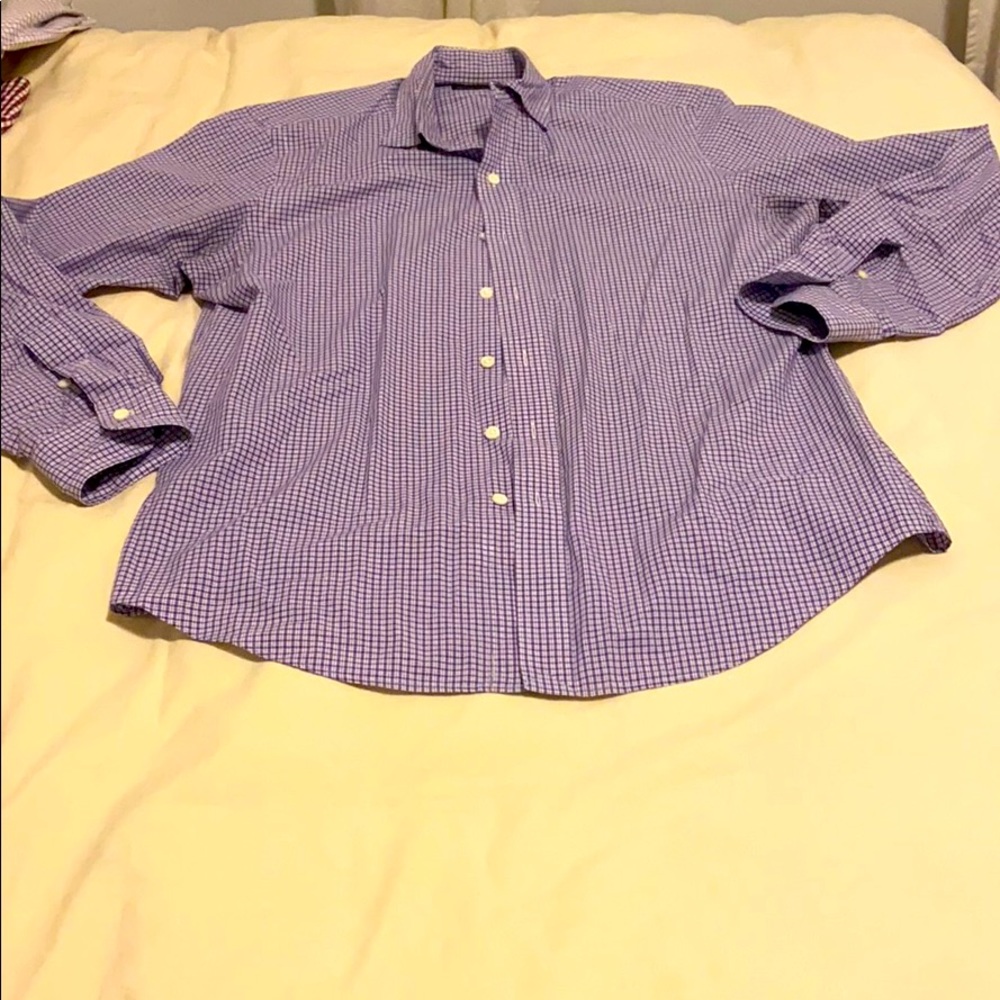 Polo dress shirt. Purple and white